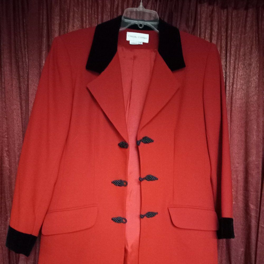 Casual Corner Red Jacket and Skirt Set 12 Office